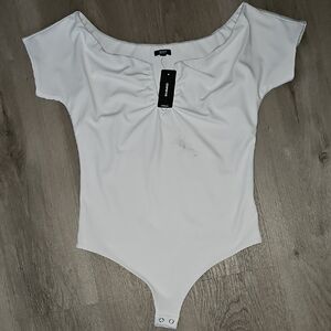 Express White Contour Thong Bodysuit